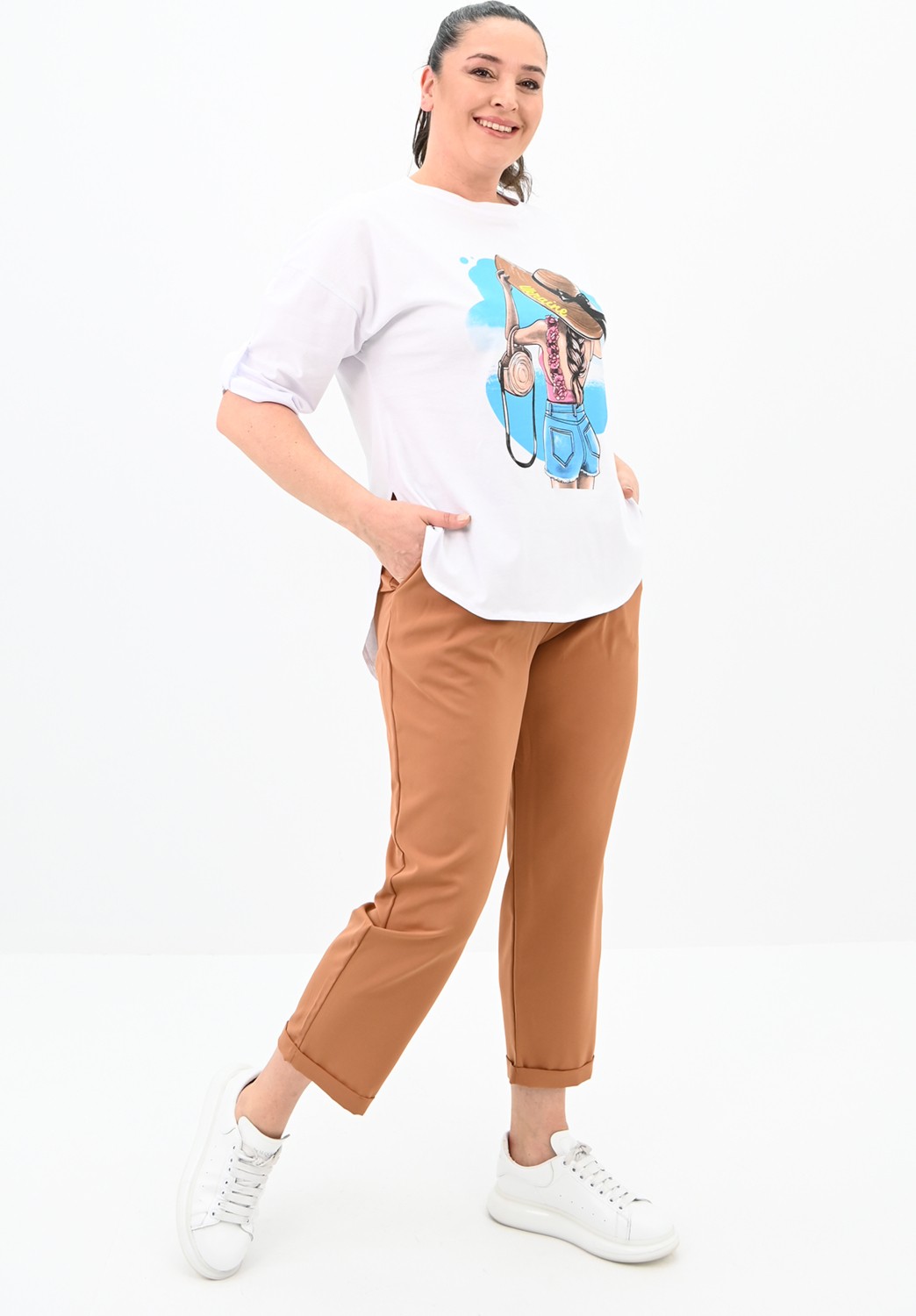 Koza Kadın Büyük Beden Oversize T-Shirt Takım 8104-24 görsel 2