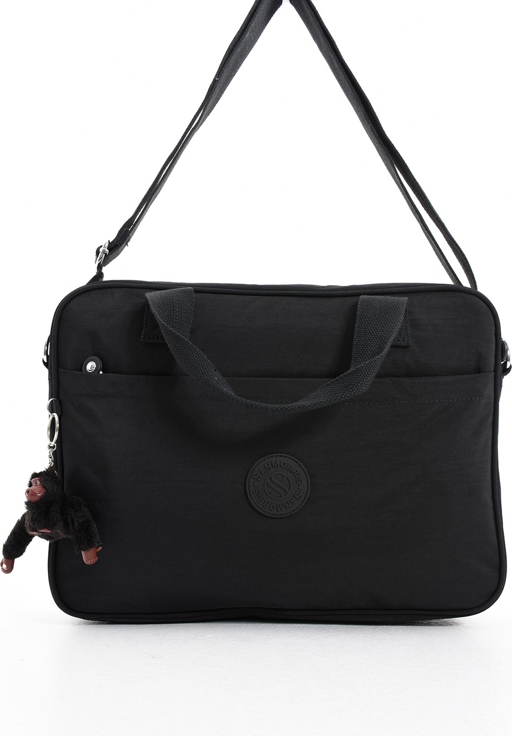 Sanmorris 3027 Unisex Krinkıl Siyah Renkli Suya Dayanıklı Laptop Bölmeli Evrak ve Laptop Çantası görsel 5