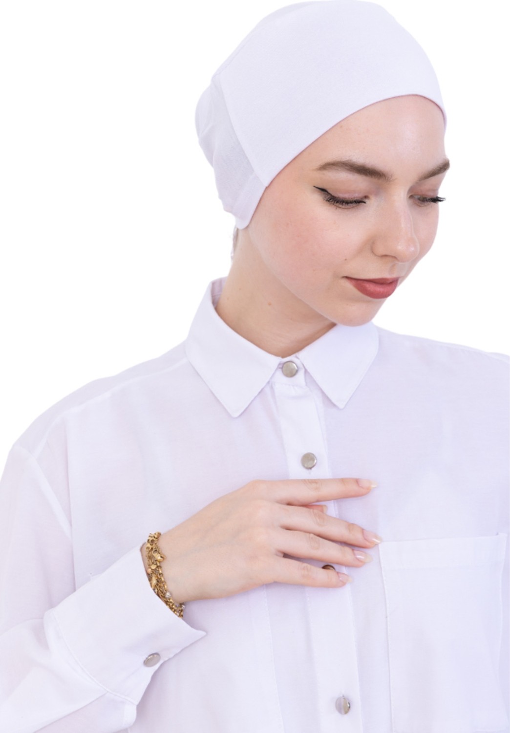 Modish Group Kadın Tesettür Bone Bağcıklı Dikişsiz Penye 4 Parça Set görsel 4