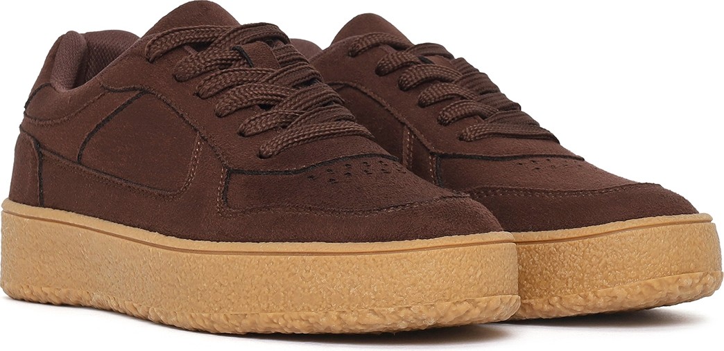 Derimod Kadın Kahverengi Bağcıklı Kalın Tabanlı Süet Sneaker 26PFE145210 görsel 2