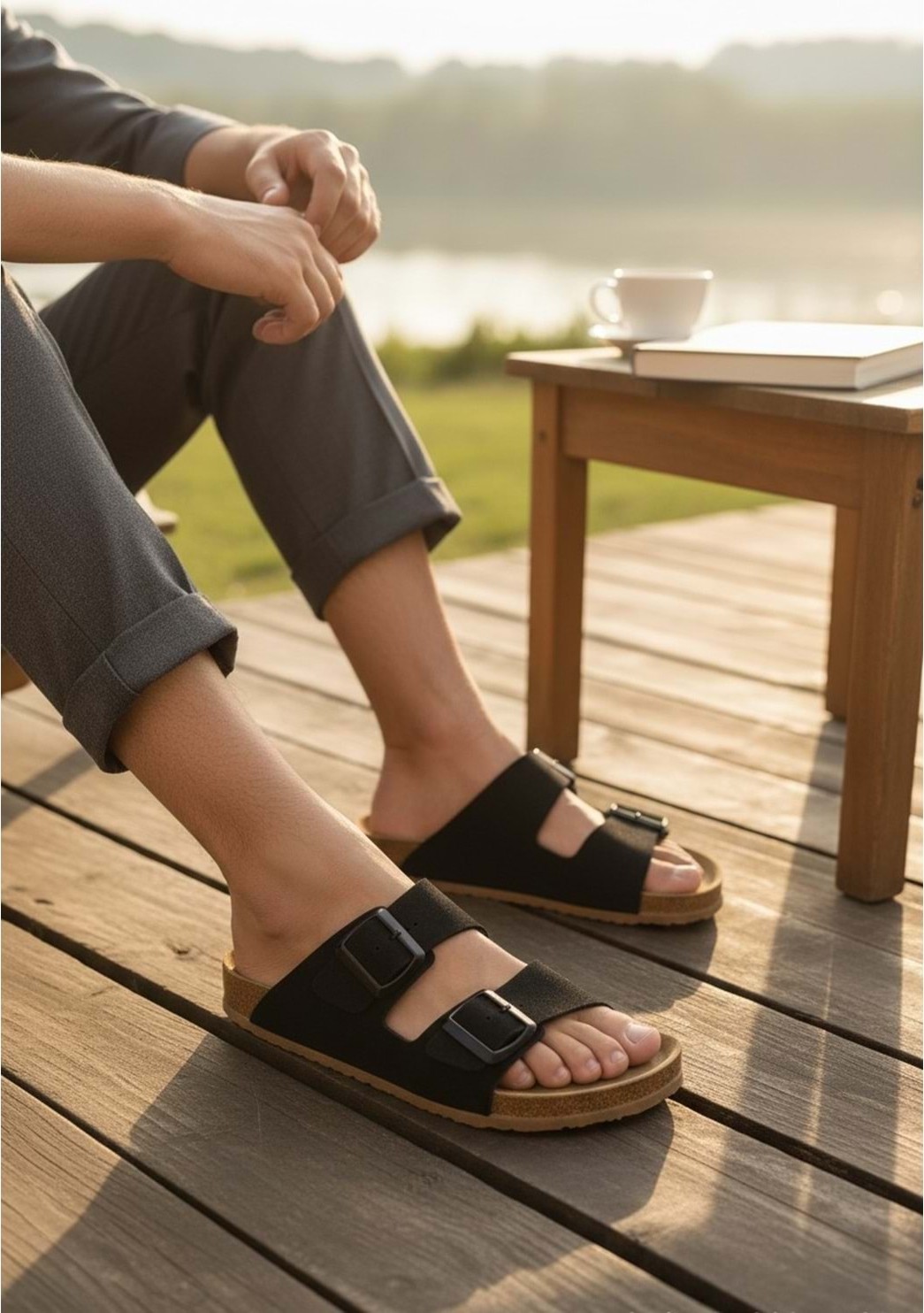Konfores 2236-LOOK Life Unisex Çift Tokalı Ultra Hafif Havuz,plaj ve Günlük Kullanıma Uygun Terlik - NKT02236-SIYAH-36