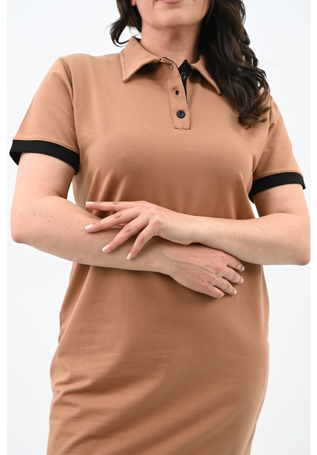 Koza Kadın Büyük Beden Lacoste Kumaş Elbise 5219-24 görsel 6