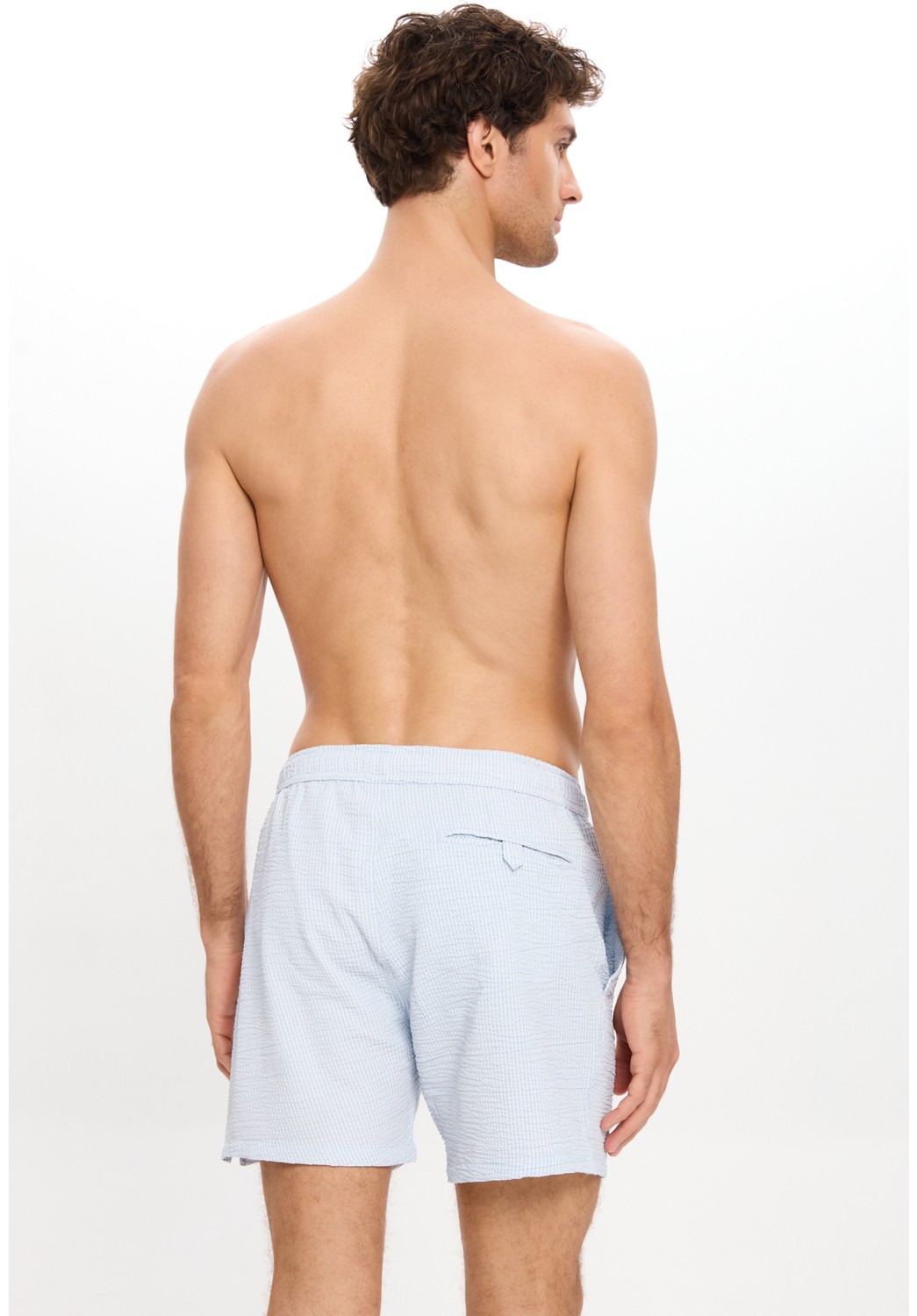 Too Salty Swimwear Erkek Gofre Kumaş Çizgili Deniz Şortu Cepli Fileli Astarlı Hızlı Kuruyan Su Itici Orta Boy 25SM112ST görsel 3