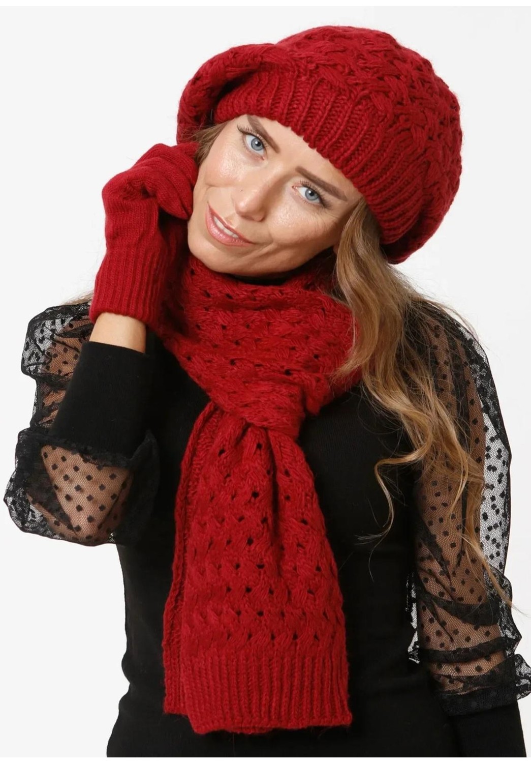 Wearflawless Kadın Kışlık 3'lü Set Atkı, Bere ve Eldiven Takımı görsel 7
