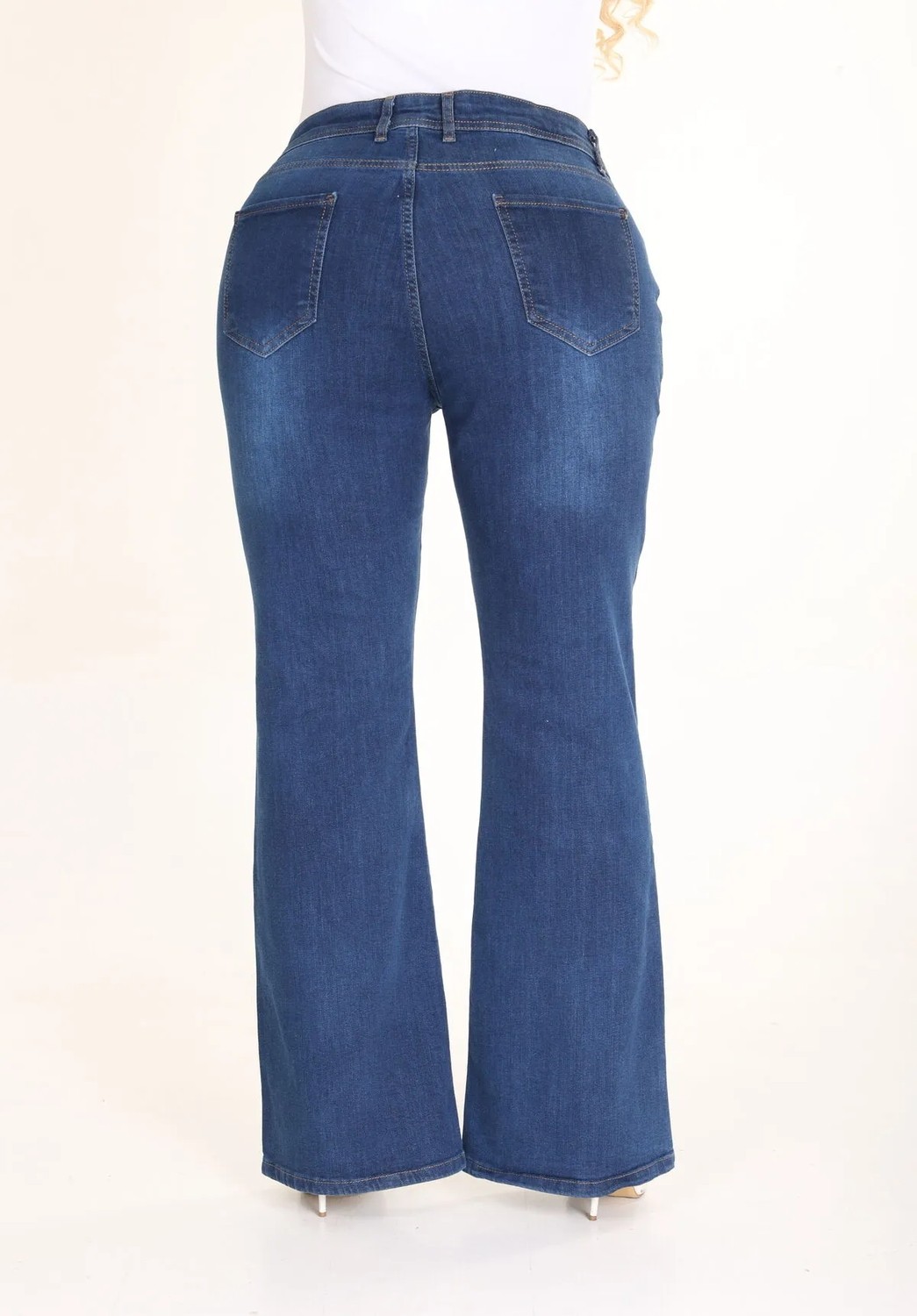 E Collection Ispanyol Paça Likralı Büyük Beden Jeans Pantolon görsel 6