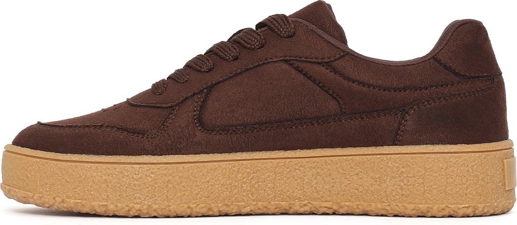 Derimod Kadın Kahverengi Bağcıklı Kalın Tabanlı Süet Sneaker 26PFE145210 görsel 3