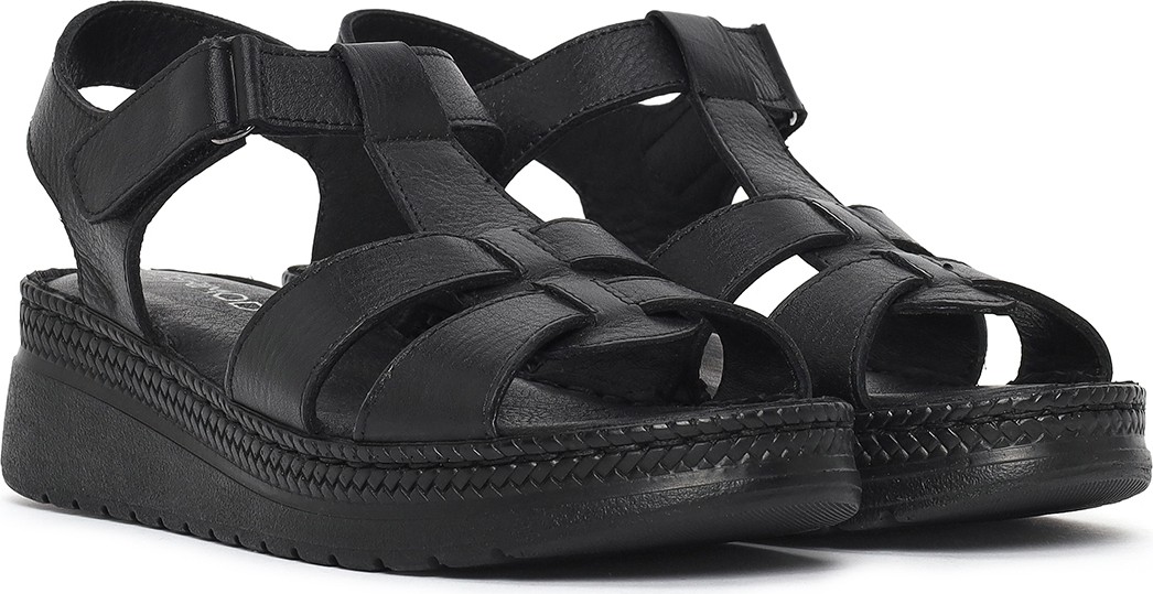 Derimod Kadın Siyah Kalın Tabanlı Deri Comfort Sandalet 26SFD411818 görsel 2