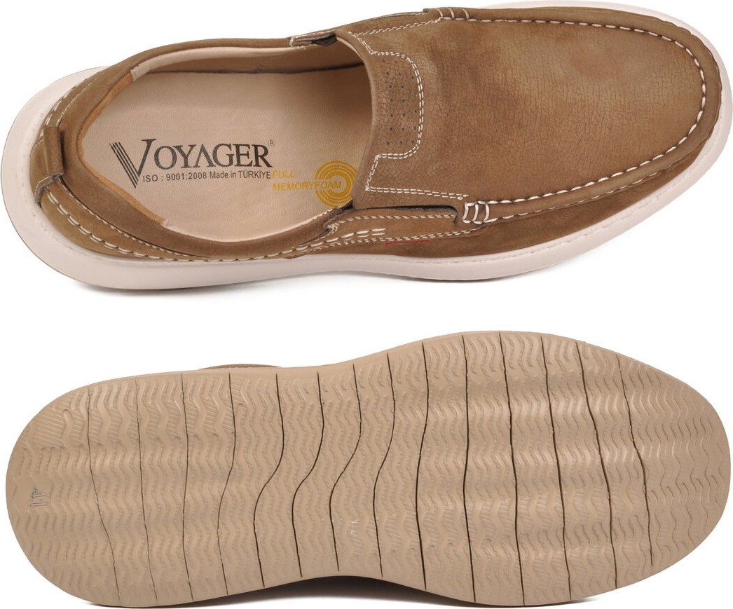 Voyager Erkek Kum Nubuk Hakiki Deri Kolay Giyilebilir Hafızalı Rahat Taban Casual Ayakkabı Loafer 6501 M görsel 5