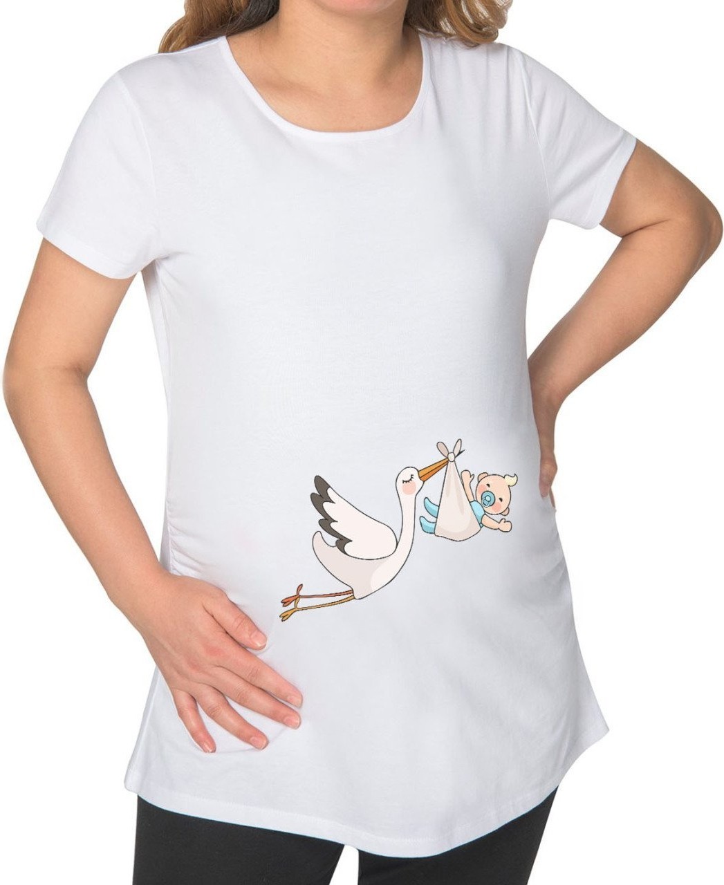 BK Gift Bebek Tasarımlı Beyaz Hamile Tişört-3
