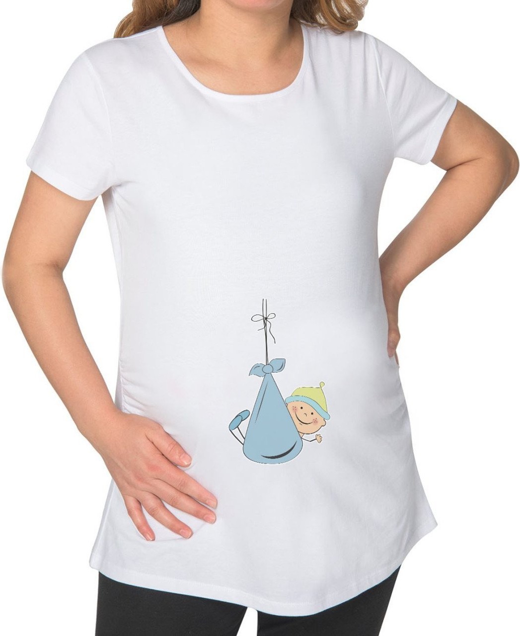 BK Gift Erkek Bebek Ayak Izi Tasarımlı Beyaz Hamile Tişört-2