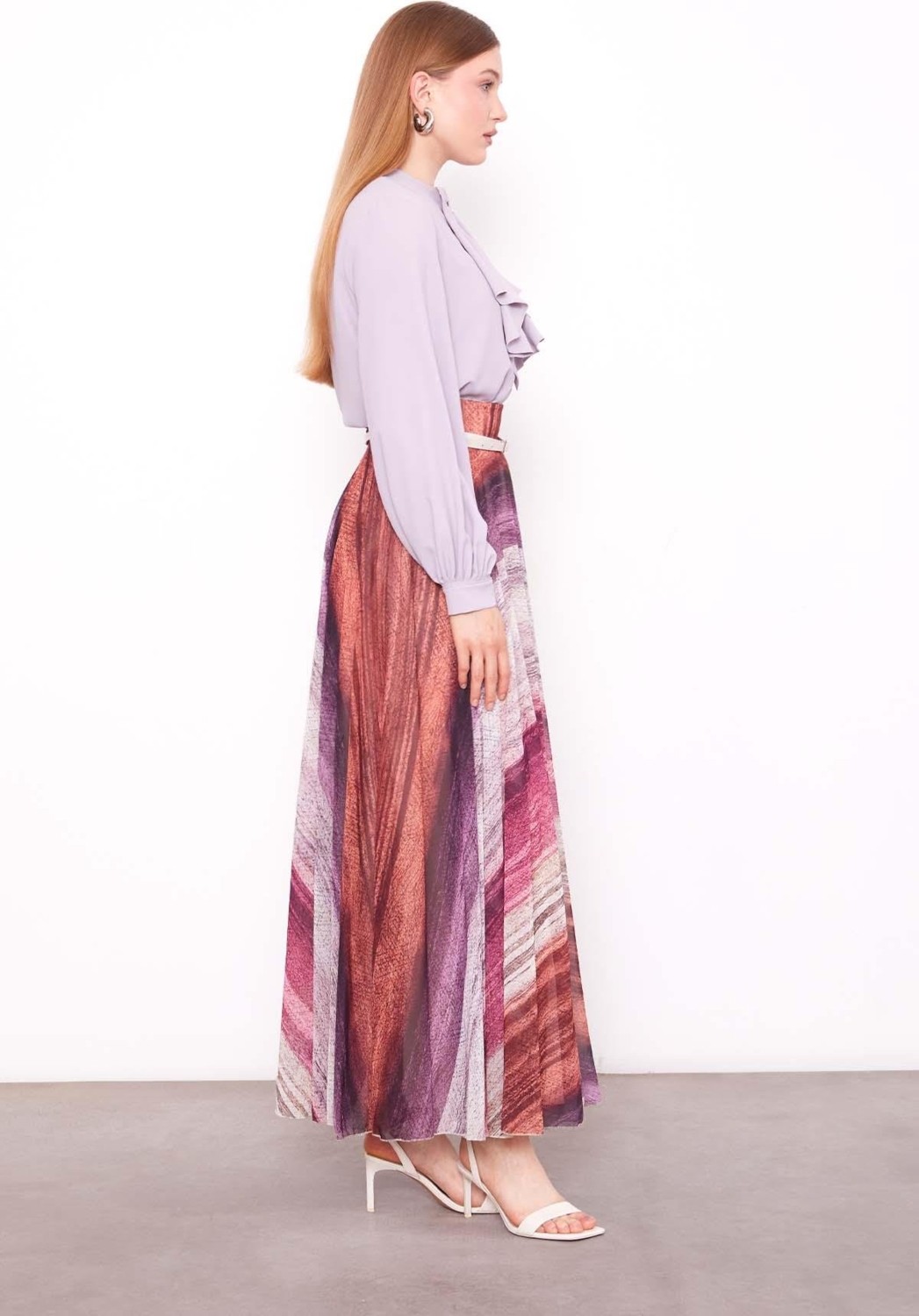 Lêvi D'or Mürdüm Batik Desen Etek görsel 3