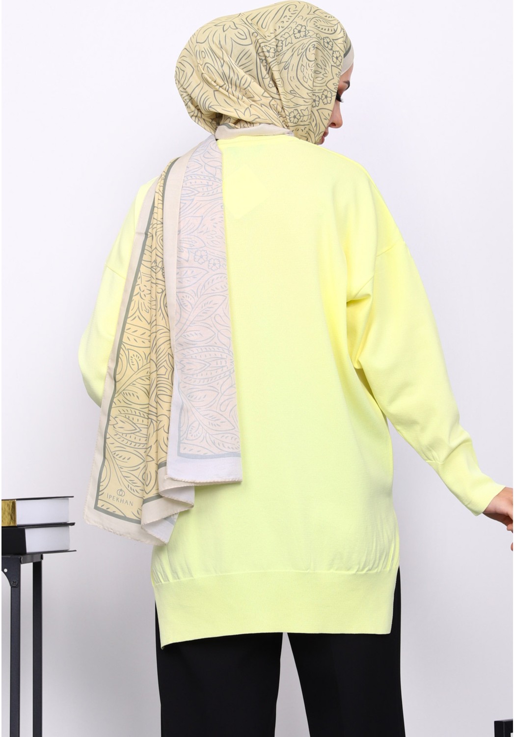 İmaj Butik Siyah Bisiklet Yaka Soğuk İplik Triko Tunik görsel 4