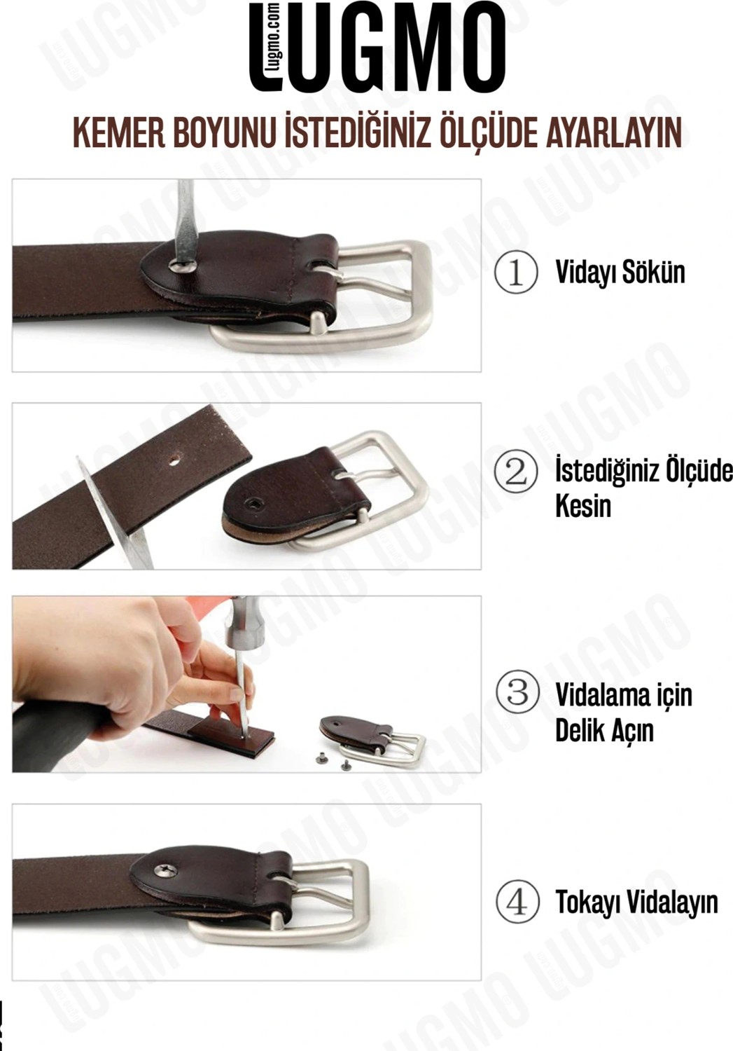 Lugmo Deri Kemer 4 cm Siyah Manda Derisi Modern Stil Erkekler İçin Dayanıklı görsel 5