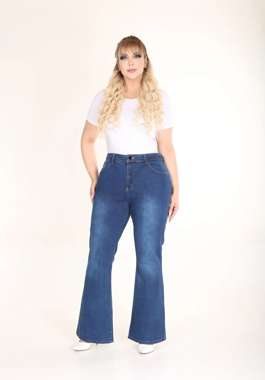 E Collection Ispanyol Paça Likralı Büyük Beden Jeans Pantolon görsel 8
