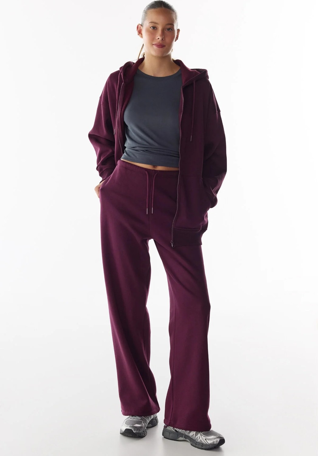 Penti Bordo Şardonlu Fermuarlı Kapüşonlu Sweatshirt görsel 5