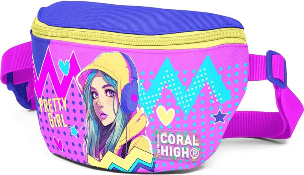 Coral High Kids Lavanta Turkuaz Kulaklıklı Kız Desenli Bel Çantası 11553 görsel 2