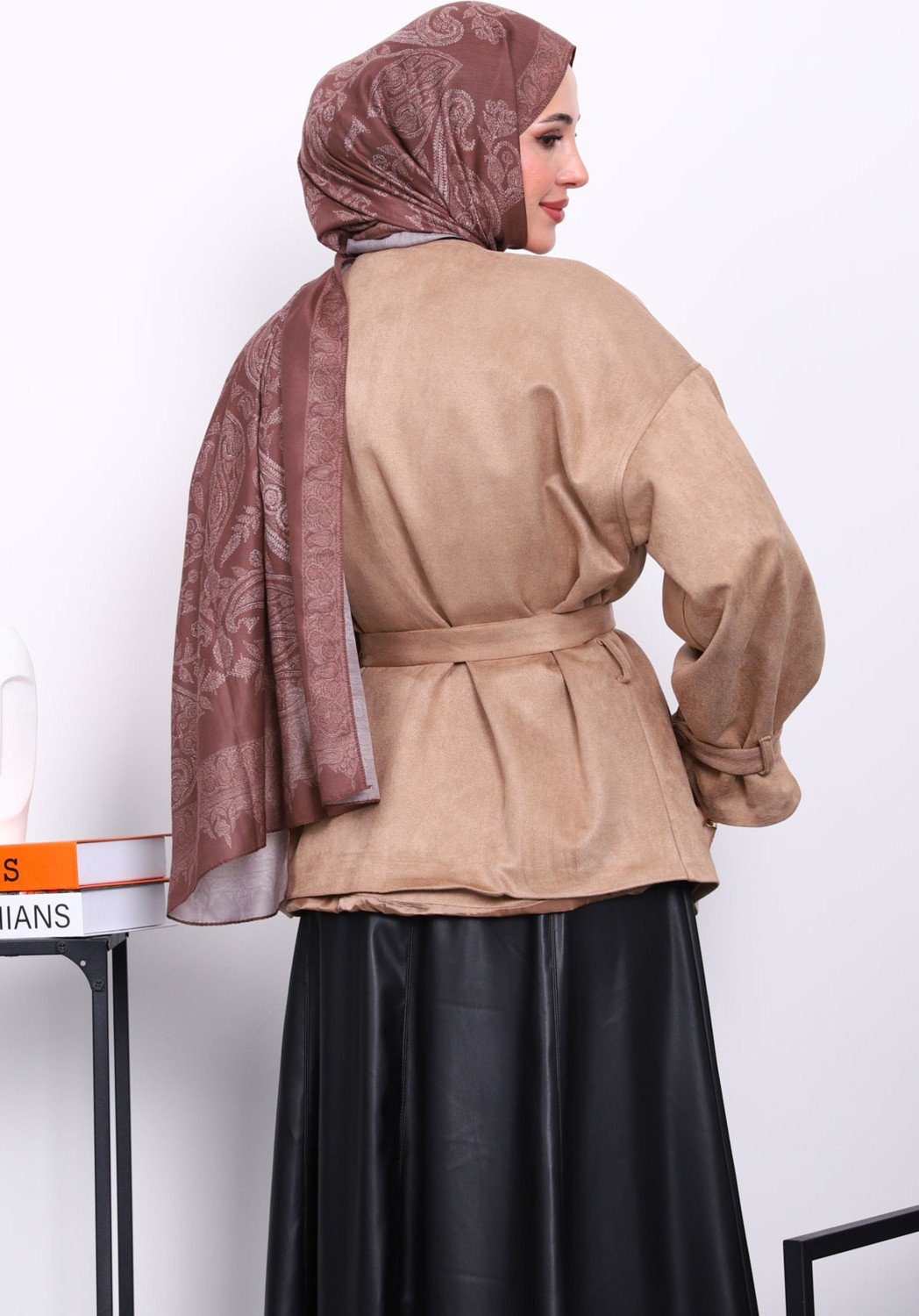 İmaj Butik Vizon Kol Apoletli Astarlı Süet Ceket görsel 8