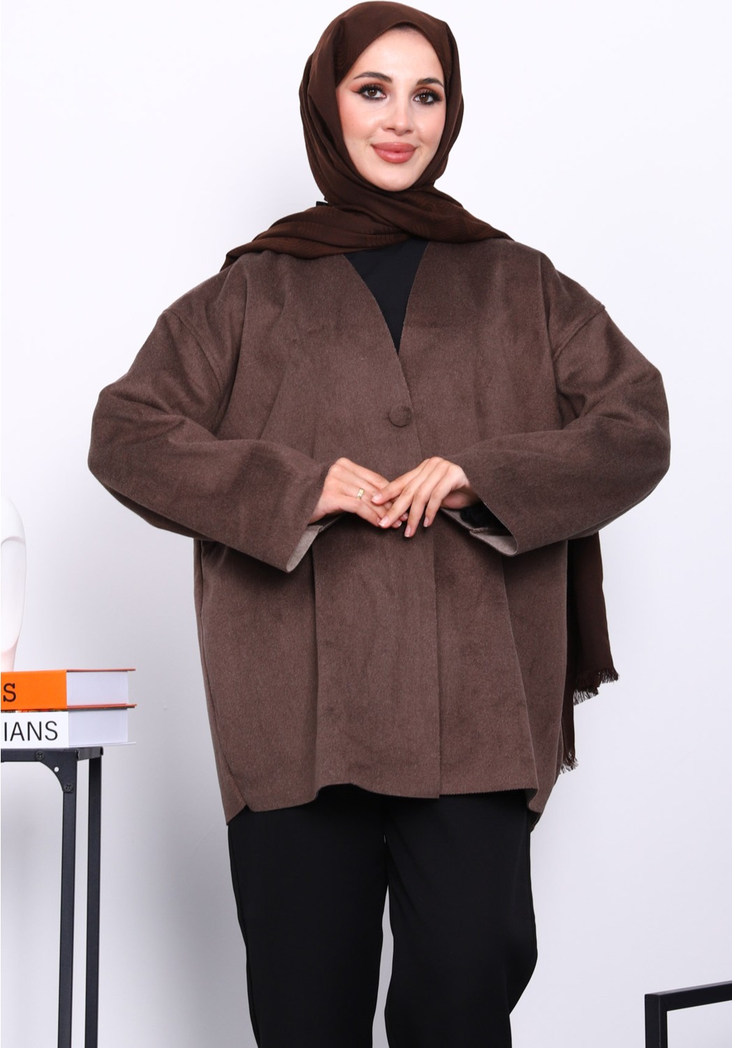 İmaj Butik Lacivert Tek Düğmeli Kaşe Ceket görsel 3