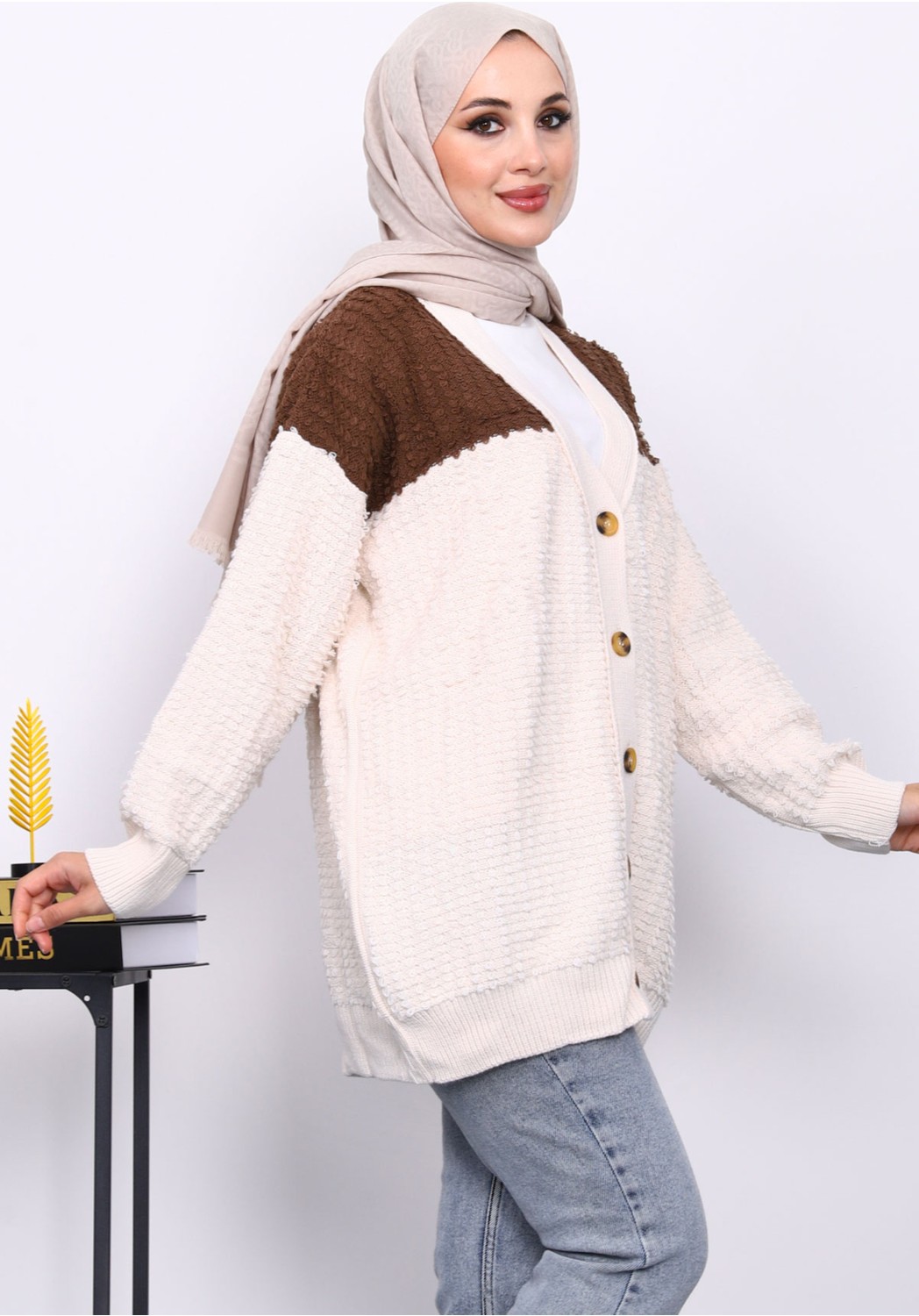 İmaj Butik Lacivert V Yaka Düğmeli Triko Hırka görsel 7