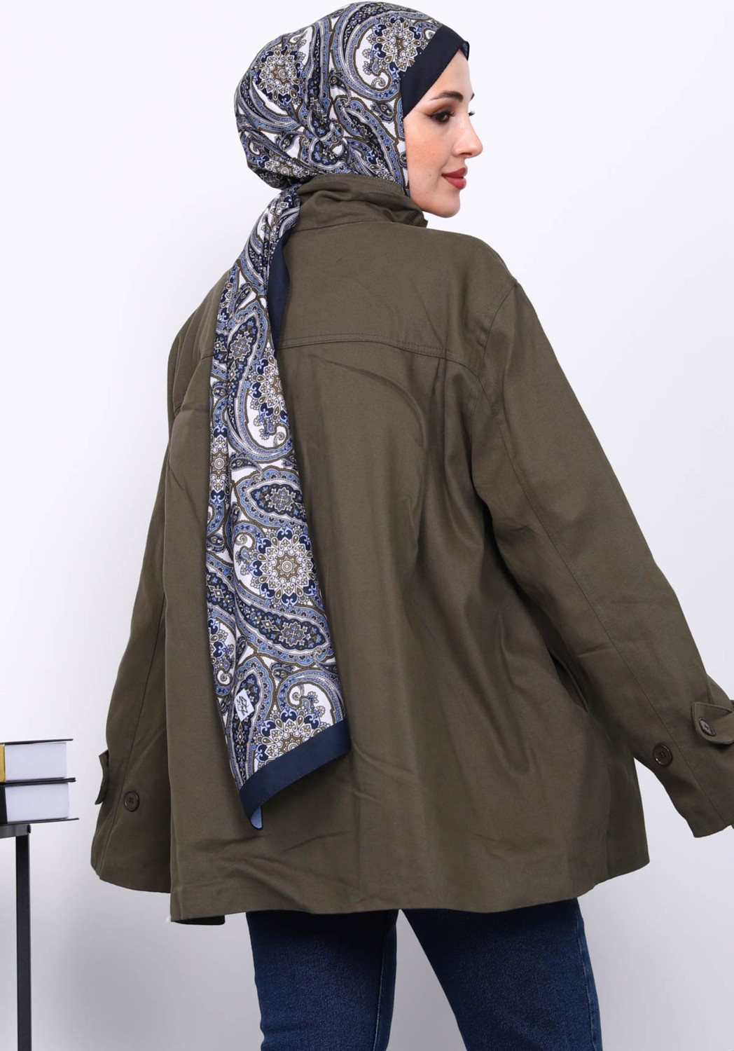 İmaj Butik Haki Düğmeli Astarlı Gabardin Ceket görsel 8