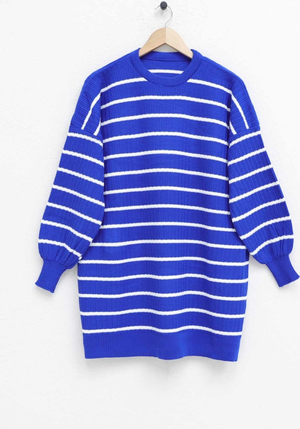 Moda Morfo Bisiklet Yaka Fitilli Triko Tunik -Kahve görsel 5