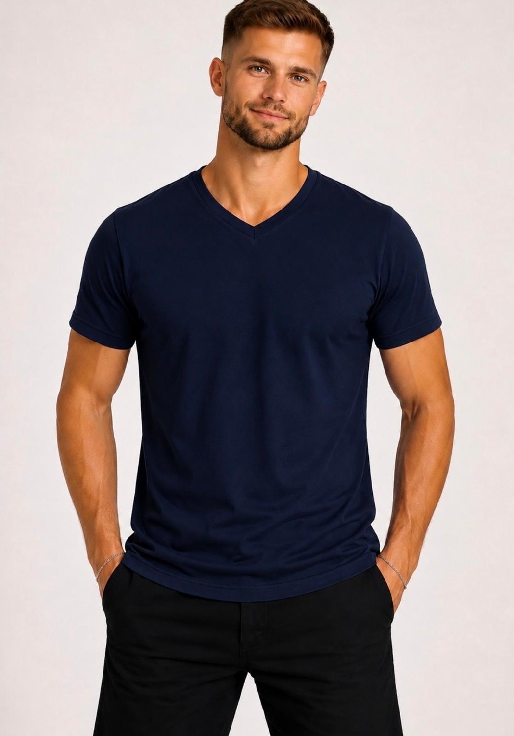 Axxel Erkek Pamuklu V Yaka Kısa Kollu T-SHIRT-D804