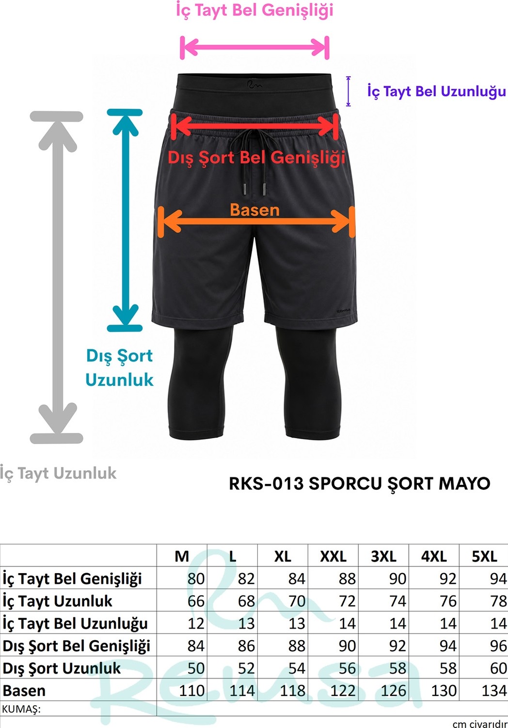 Remsa Erkek Taytlı Sporcu Şort Mayo Şort RKS-013 Haki görsel 5