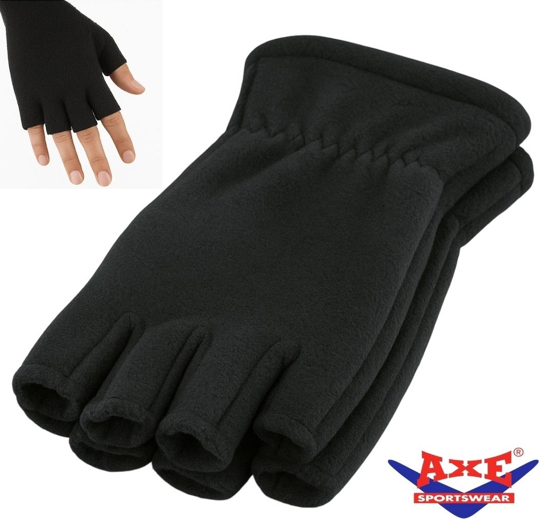 Axe Sportswear Unisex Ekru Renk Kışlık Bileği Lastikli Parmaksız Kesik Yarım Parmak Kışlık Termal Polar Eldiven