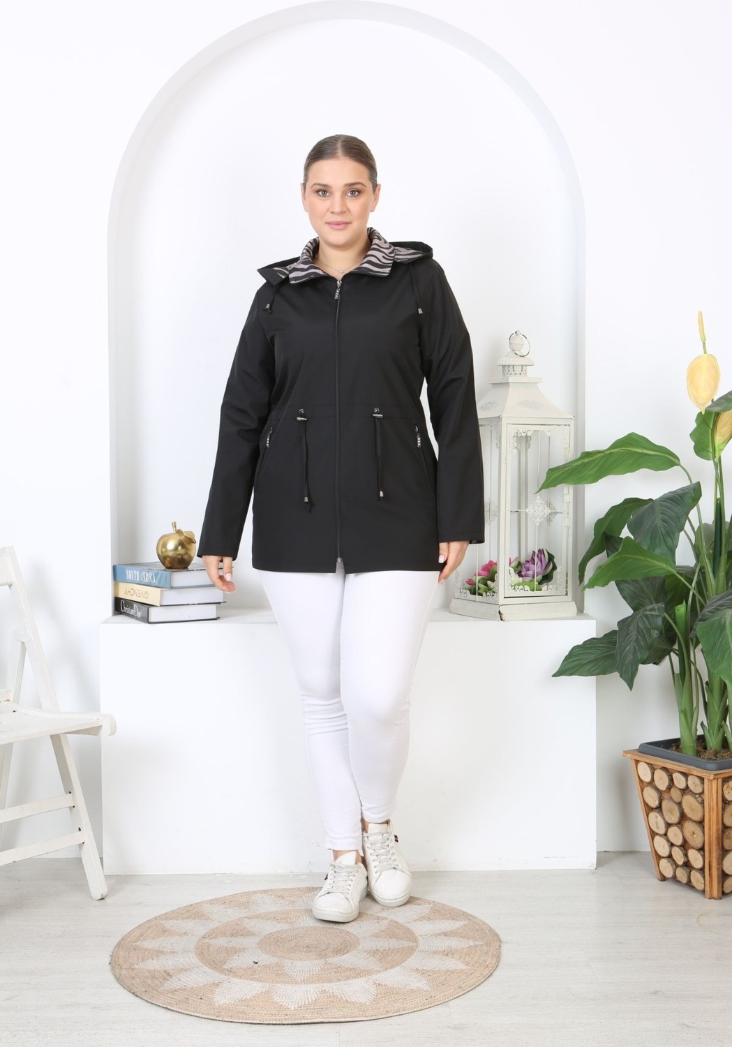 TUTveAL Collection Mevsimlik Mont, Suya Dayanıklı Mont, Büyük Beden Mont, Astarlı Mont, Kapüşonlu Trençkot, Lacivert