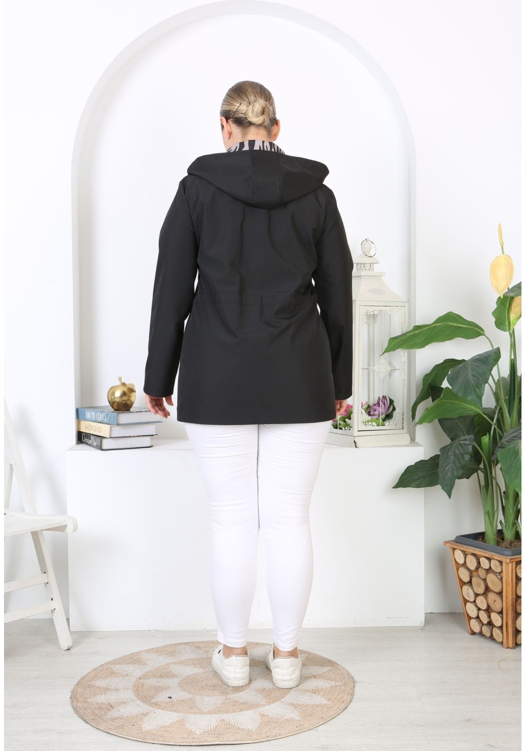 TUTveAL Collection Mevsimlik Mont, Suya Dayanıklı Mont, Büyük Beden Mont, Astarlı Mont, Kapüşonlu Trençkot, Lacivert görsel 2