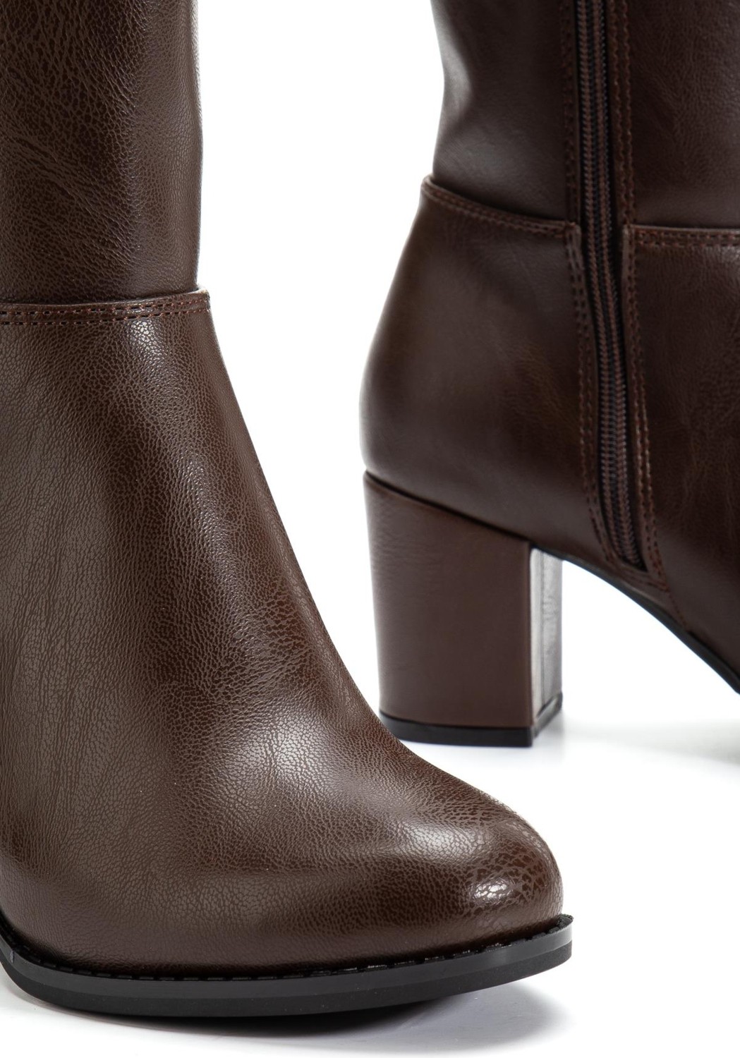 Suins Shoes Suins Lumin Kadın Siyah Kahve Çizme 7 cm Topuk Boyu Çizme görsel 4