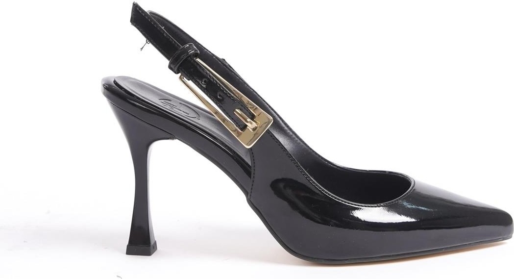 Modabuymus Piyat Siyah Rugan Stiletto Altın Dore Renk Tokalı Abiye Ayakkabı görsel 4
