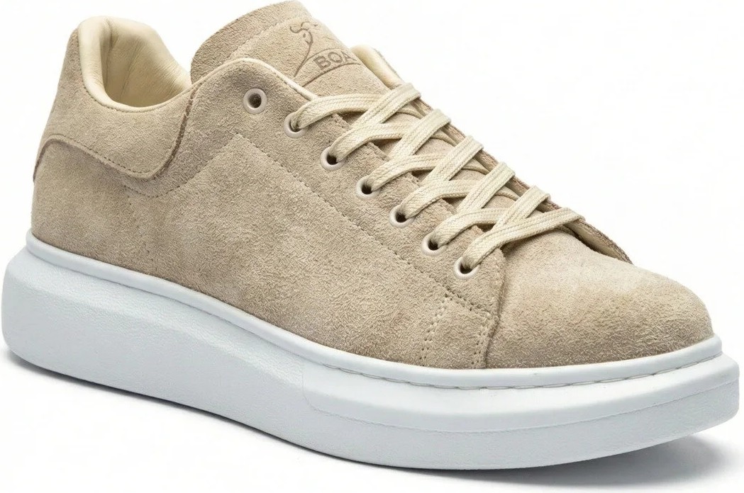 Beskar Tam Siyah Boa Desenli Deri Erkek Sneaker - Siyah Tabanlı Hafif Yapı Spor Ayakkabı BA0547