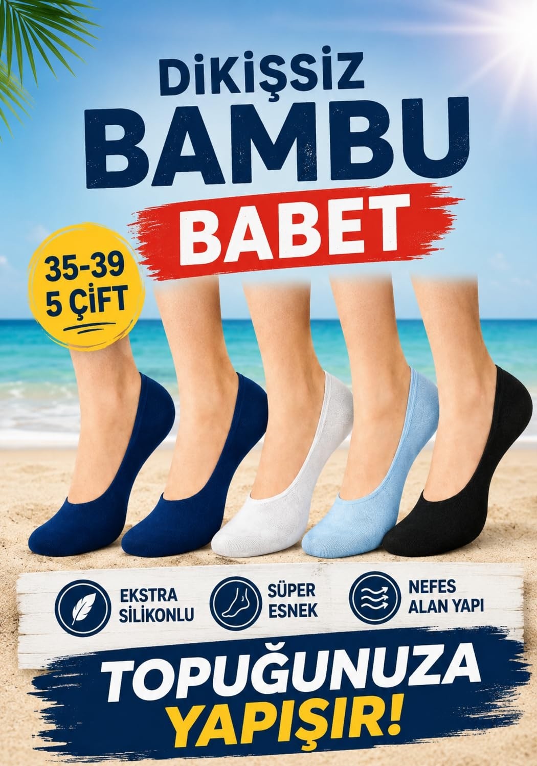 Die Grup 5'li Kadın Babet Bambu Çorap Yazlık, Uzun, Kadın Çorapları, Kadın Çorap Koton, Renkli Desenli Çorap, Kız Çorabı, Bayan Çorapları (36-41) görsel 2