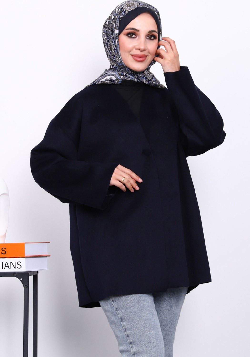İmaj Butik Lacivert Tek Düğmeli Kaşe Ceket