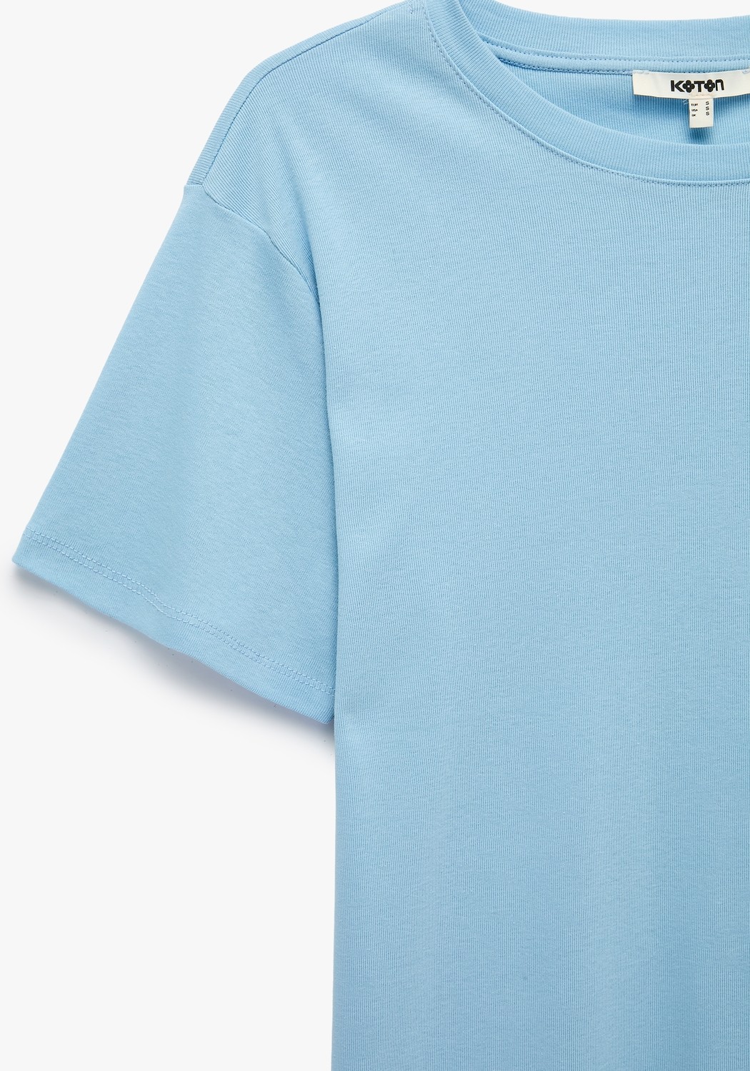 Koton Pamuklu Kısa Kollu Bisiklet Yaka Oversize Basic Tişört görsel 3
