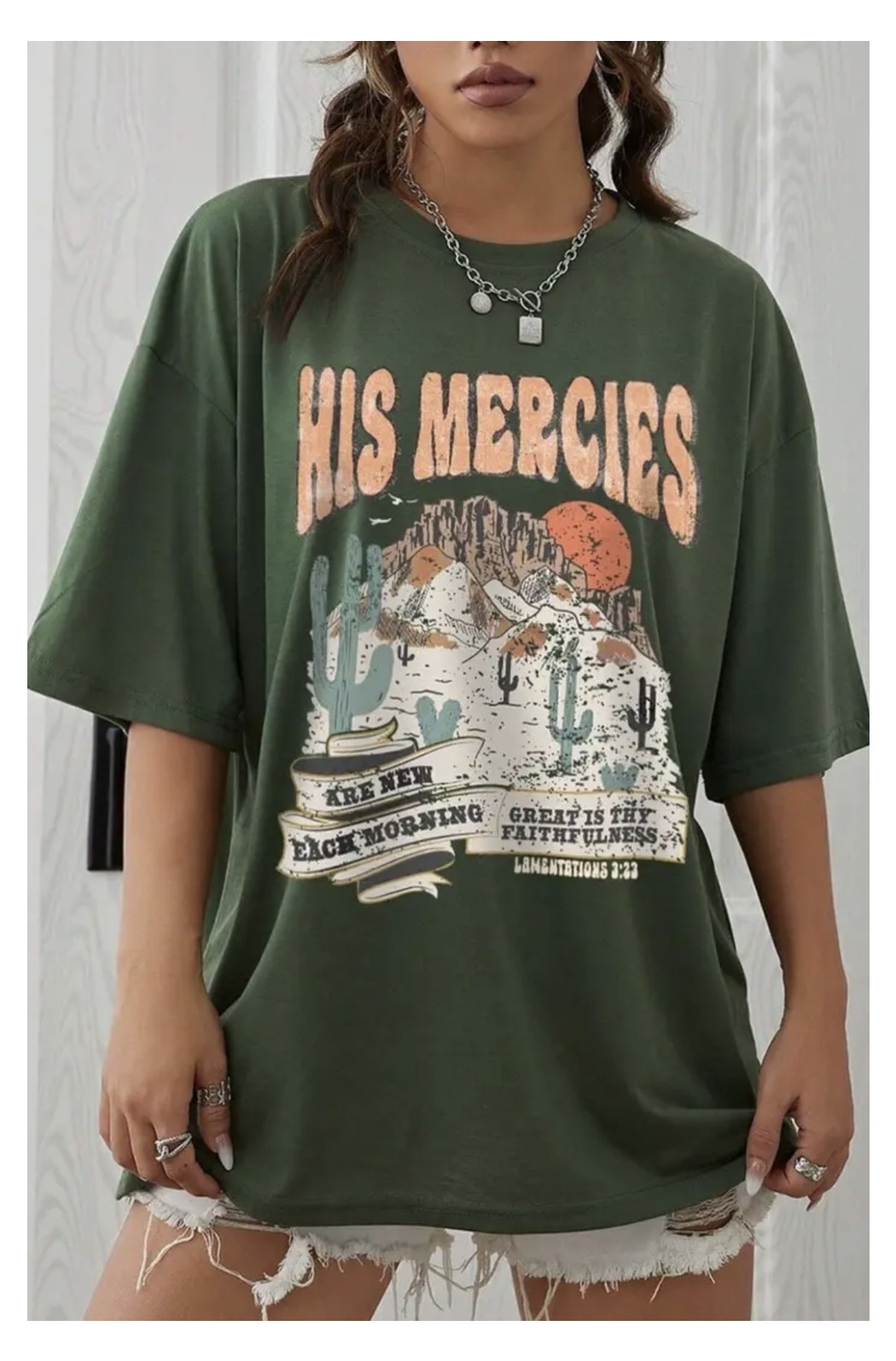 Punix Punıx Büyük Beden Özel Seri His Mercies Arizona Baskılı %100 Pamuk Yeni Trend Battal Kadın T-Shirt görsel 2