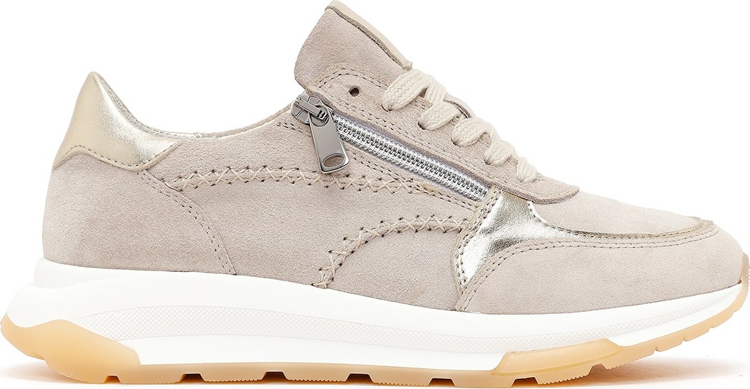 Derimod Kadın Bej Bağcıklı Kalın Tabanlı Süet Deri Sneaker 26SFD371810
