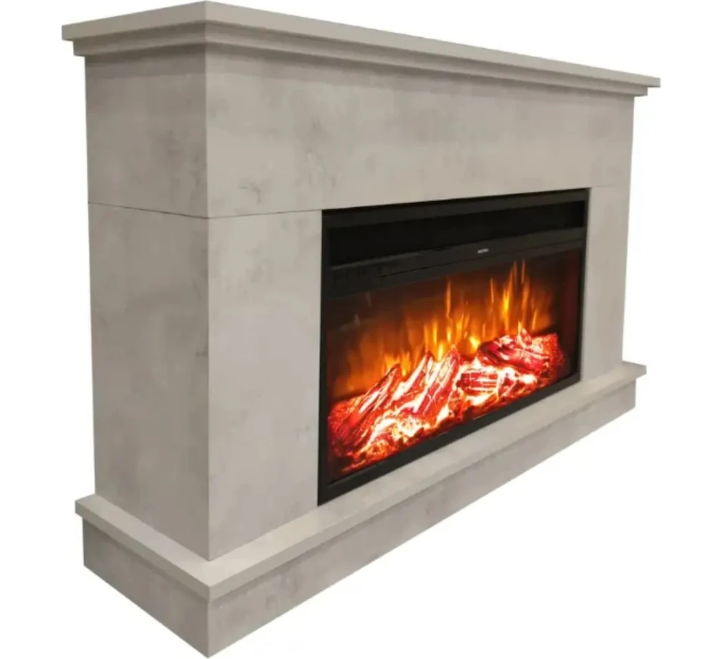 Resim Dlc Large Penida Retro Beton Desen 1800 Watt Bluetooth ve Ses Efektli Dekoratif Elektrikli Şömine 
