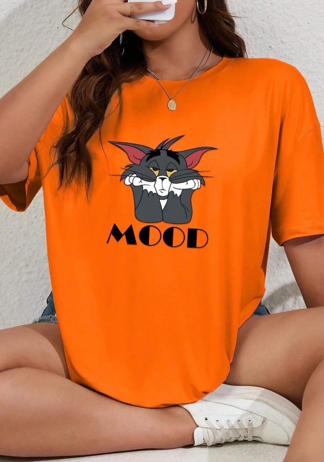 Amor Man Büyük Beden Özel Tasarım Mod Baskılı Ter Tutmayan Pamuk Süper Oversize Kadın T-Shırt görsel 4