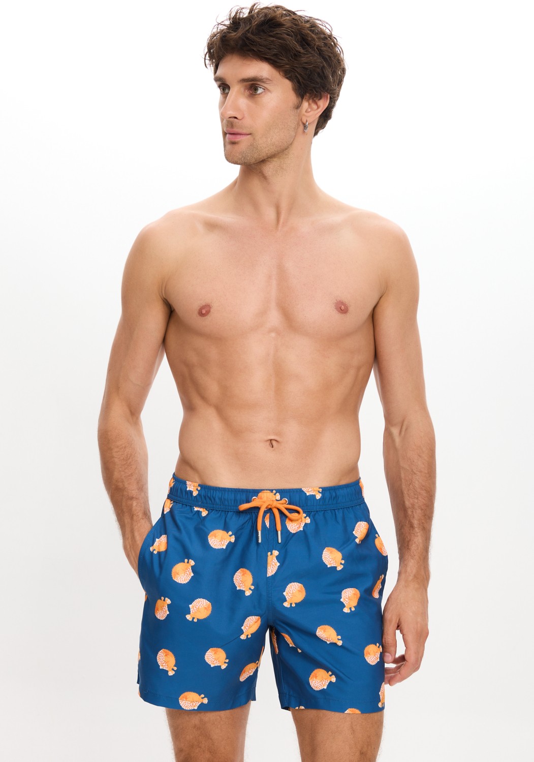 Too Salty Swimwear Balon Balığı Desenli Deniz Şortu Cepli Fileli Hızlı Kuruyan Su Itici Orta Boy 25SM104ST görsel 4
