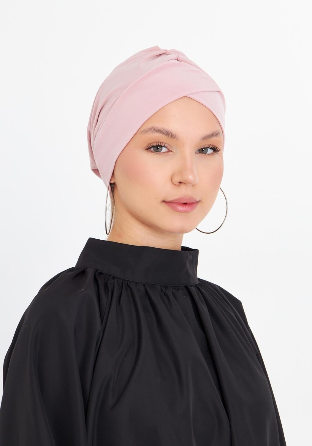 Hürrem Bone Siyah Pratik Hazır Geçmeli Tesettür Bone Sandy Kumaş Çapraz Büzgülü 1801_01 görsel 8