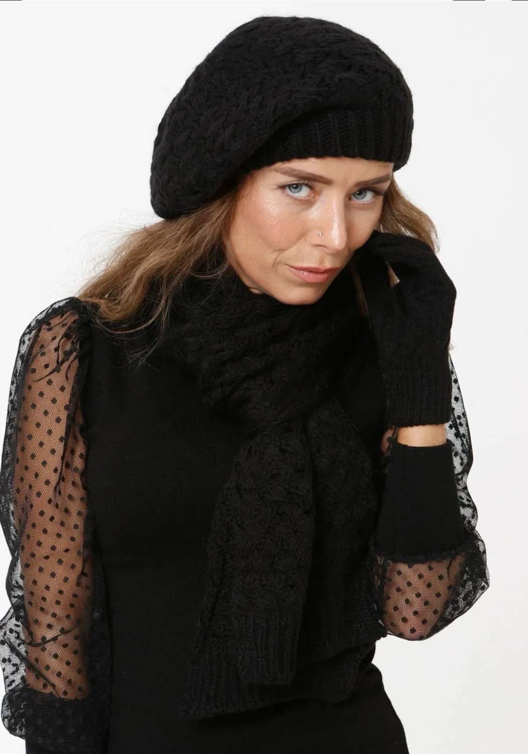 Wearflawless Kadın Kışlık 3'lü Set Atkı, Bere ve Eldiven Takımı görsel 3