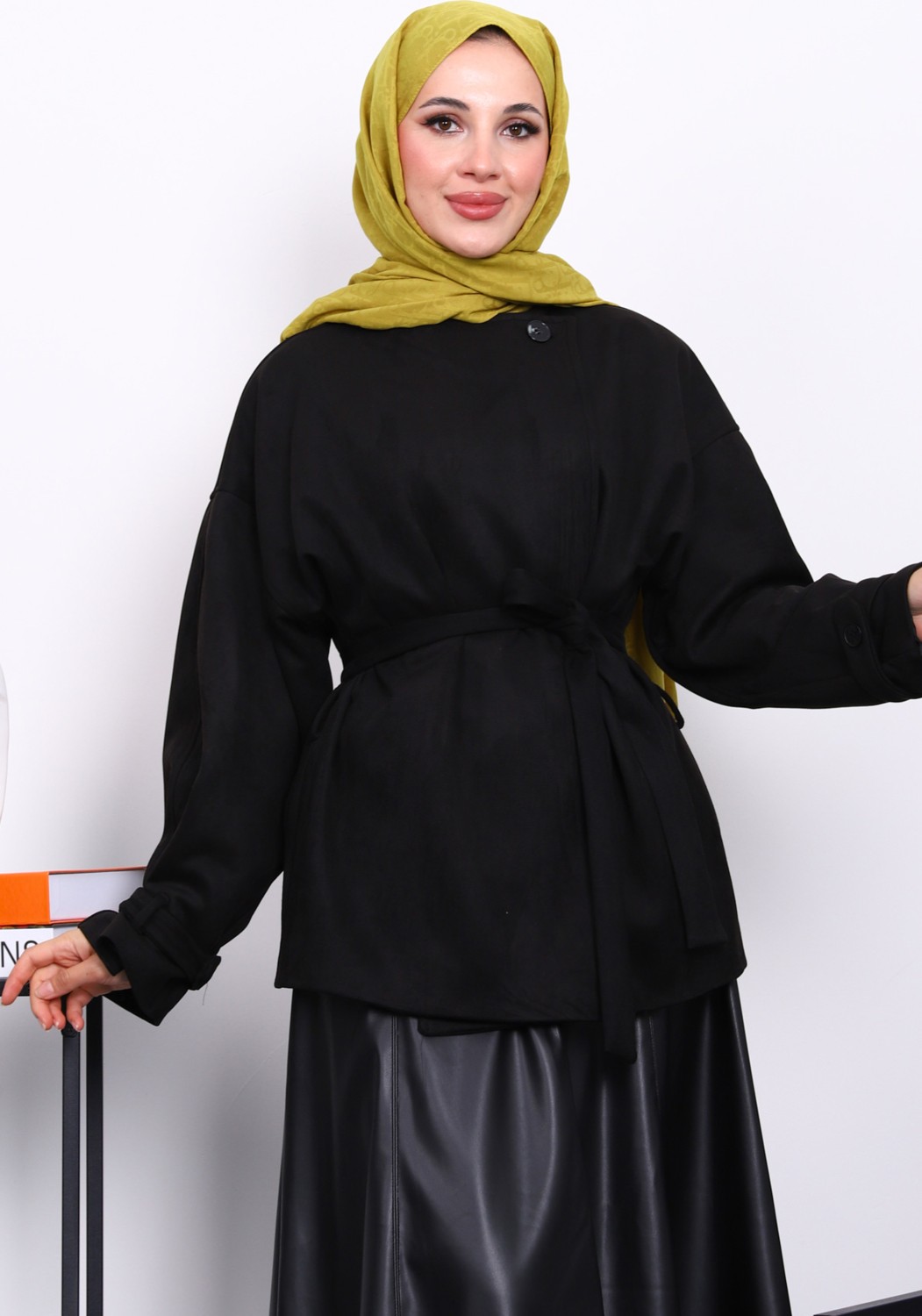 İmaj Butik Vizon Kol Apoletli Astarlı Süet Ceket