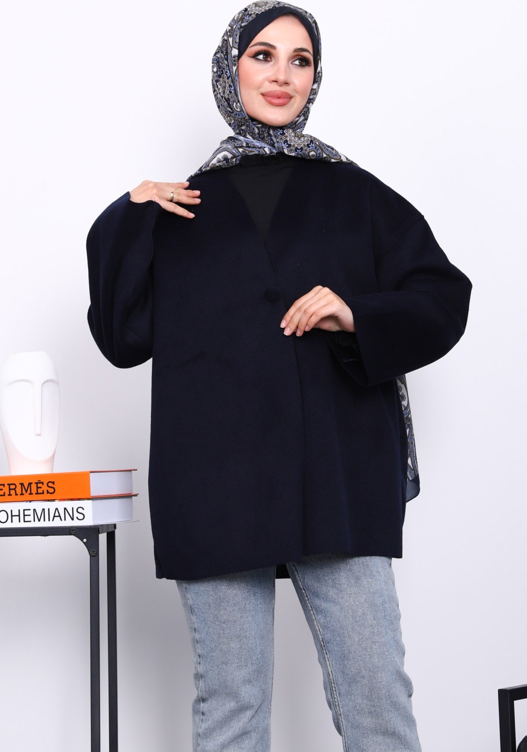 İmaj Butik Lacivert Tek Düğmeli Kaşe Ceket görsel 7