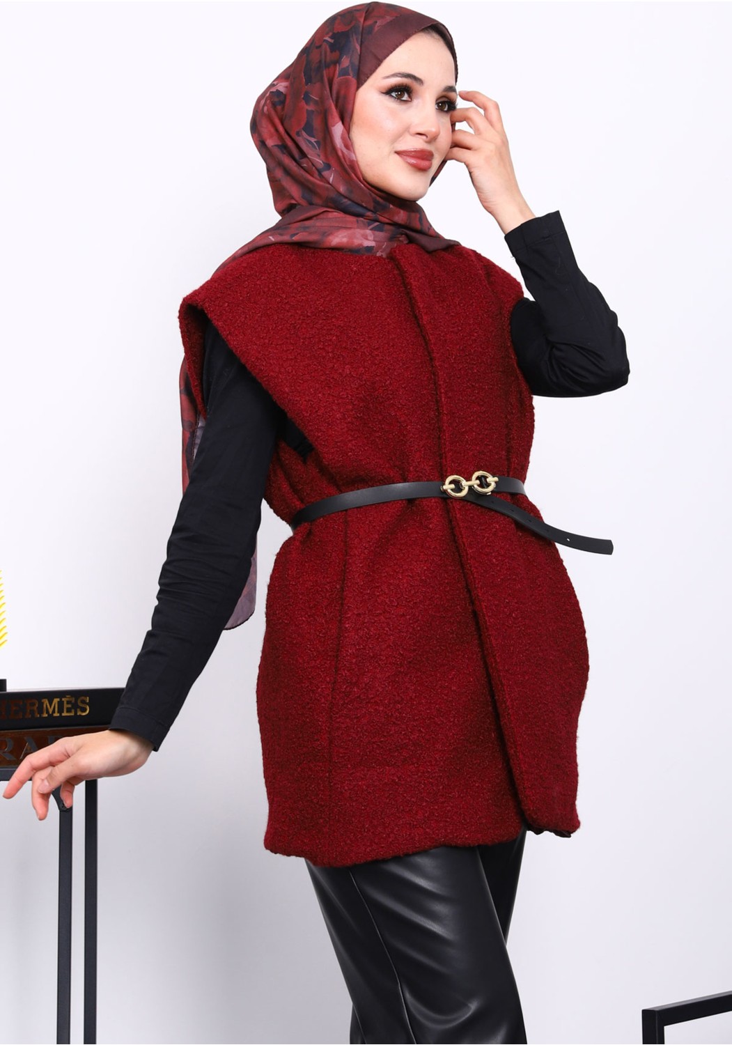 İmaj Butik Siyah Buklet Astarlı Yelek görsel 3