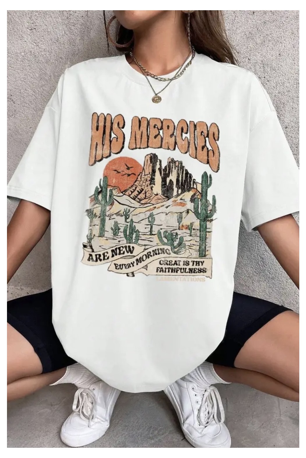Punix Punıx Büyük Beden Özel Seri His Mercies Arizona Baskılı %100 Pamuk Yeni Trend Battal Kadın T-Shirt görsel 4