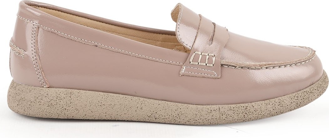 Libero L076.5604 Hakiki Rugan Deri Klasik Bantlı Esnek Düz Eva Taban Kadın Comfort Loafer Babet görsel 2