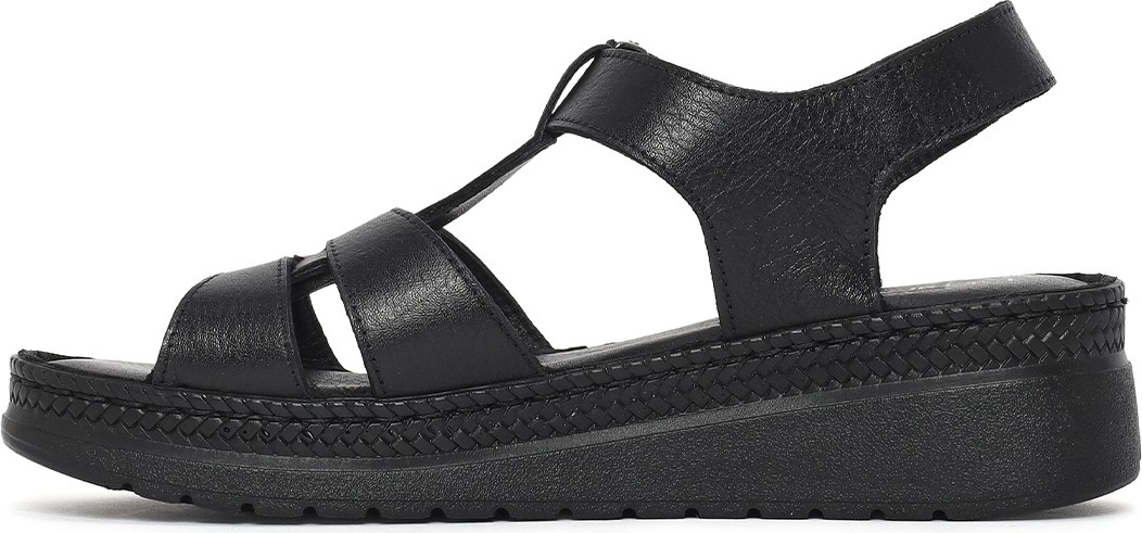 Derimod Kadın Siyah Kalın Tabanlı Deri Comfort Sandalet 26SFD411818 görsel 3