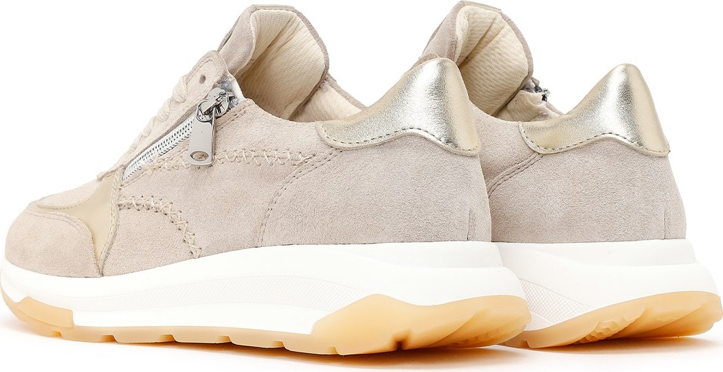 Derimod Kadın Bej Bağcıklı Kalın Tabanlı Süet Deri Sneaker 26SFD371810 görsel 6